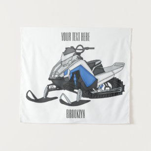 Darstellung des Cartoon Snowmobile Wandteppich