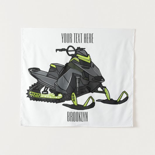 Darstellung des Cartoon Snowmobile Wandteppich (Vorderseite (Horizontal))