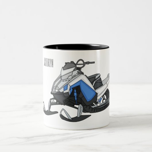 Darstellung des Cartoon Snowmobile Zweifarbige Tasse (Mittel)