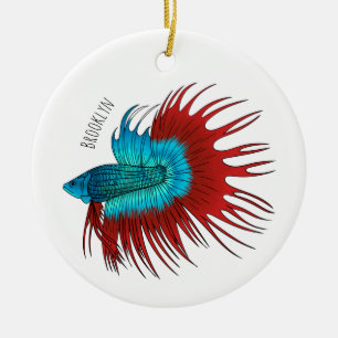 Darstellung des Cartoon von Bettfischen Keramik Ornament