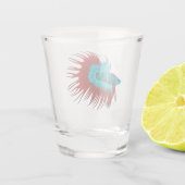 Darstellung des Cartoon von Bettfischen Schnapsglas (Rückseite)