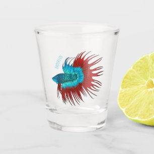 Darstellung des Cartoon von Bettfischen Schnapsglas