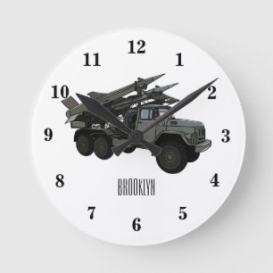 Darstellung des Cartoon von Flugkörpern Runde Wanduhr