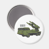 Darstellung des Cartoon von Militärraketen Magnet (Vorderseite/Rückseite)