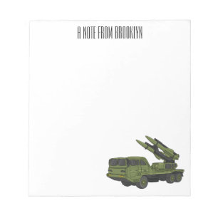 Darstellung des Cartoon von Militärraketen Notizblock