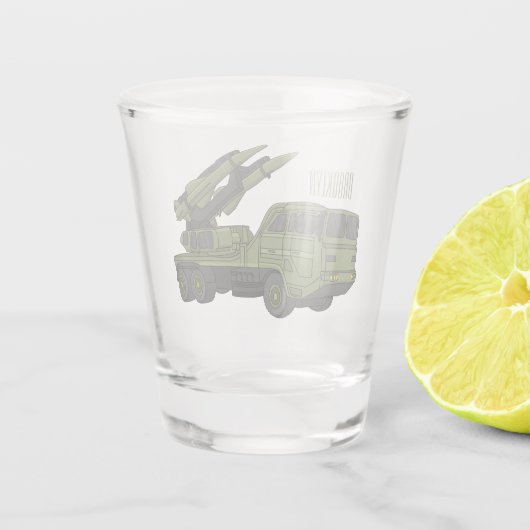 Darstellung des Cartoon von Militärraketen Schnapsglas (Rückseite)