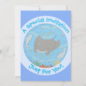 Darstellung des Cartoon von niedlichen Mantarochen Einladung (Rückseite)