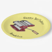 Darstellung des Cartoon von Pasta Maker Pappteller (Schrägansicht)