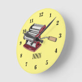 Darstellung des Cartoon von Pasta Maker Runde Wanduhr (Winkel)