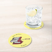 Darstellung des Cartoon von Pasta Maker Runder Pappuntersetzer (Vor Ort)