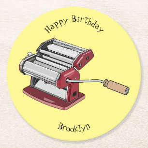Darstellung des Cartoon von Pasta Maker Runder Pappuntersetzer