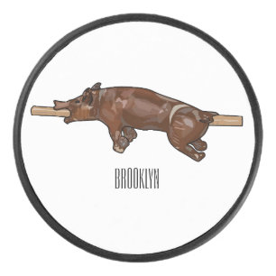 Darstellung des Cartoon von Schweinegrost/Schweine Eishockey Puck