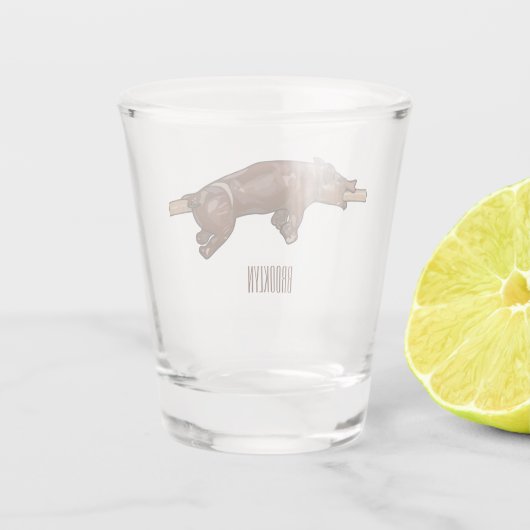 Darstellung des Cartoon von Schweinegrost/Schweine Schnapsglas (Rückseite)