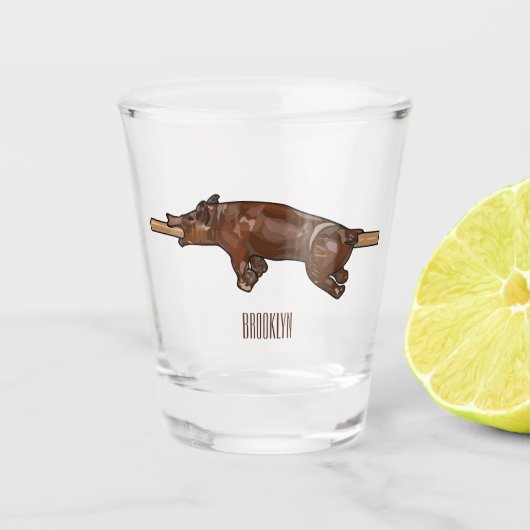 Darstellung des Cartoon von Schweinegrost/Schweine Schnapsglas (Vorderseite)