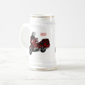 Darstellung des Cartoon von Touren in Motorrädern Bierglas (Vorderseite Links)