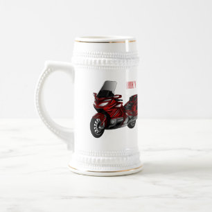 Darstellung des Cartoon von Touren in Motorrädern Bierglas