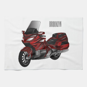 Darstellung des Cartoon von Touren in Motorrädern Geschirrtuch