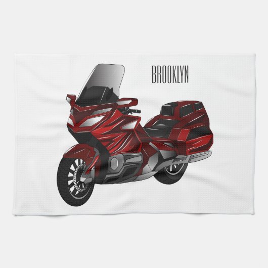 Darstellung des Cartoon von Touren in Motorrädern Geschirrtuch (Horizontal)