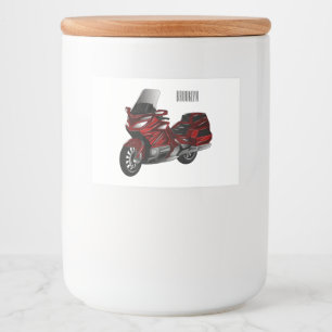 Darstellung des Cartoon von Touren in Motorrädern Lebensmitteletikett