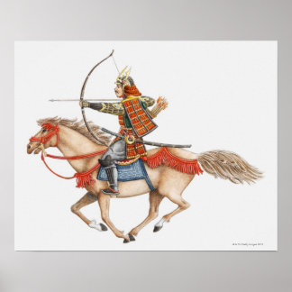 Darstellung des frühen Samurai-Kriegers Poster