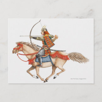 Darstellung des frühen Samurai-Kriegers Postkarte
