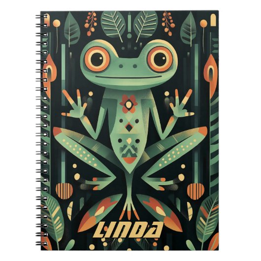 Darstellung des geometrischen grünen Frosches Notizblock (Vorderseite)