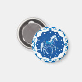 Darstellung des geometrischen Pferdes Magnet (Vorderseite/Rückseite)