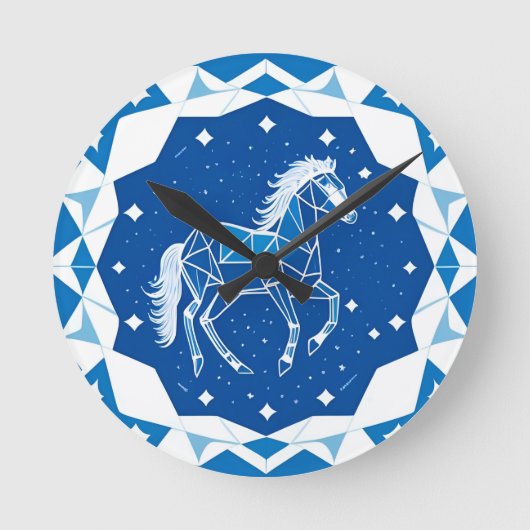 Darstellung des geometrischen Pferdes Runde Wanduhr (Vorderseite)