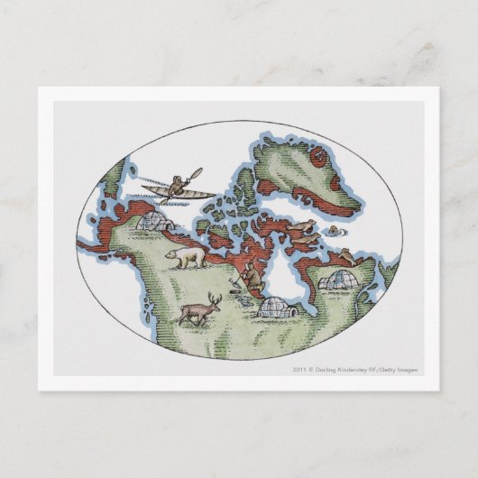 Darstellung des Inuitgebiets Postkarte (Vorderseite)