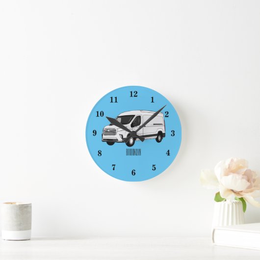 Darstellung des Lieferwagens Cartoon Runde Wanduhr (Zuhause)