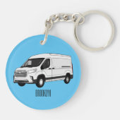 Darstellung des Lieferwagens Cartoon Schlüsselanhänger (Rückseite)