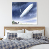 Darstellung des Luftschiffes, das vom Blitz getrof Leinwanddruck (Insitu (Schlafzimmer))