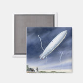 Darstellung des Luftschiffes, das vom Blitz getrof Magnet (Vorderseite/Rückseite)