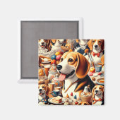 Darstellung des Niedlichen Beagle Magnet (Vorderseite/Rückseite)