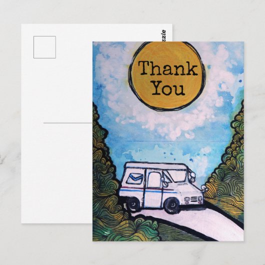 Darstellung des Postbeförderers Postkarte (Vorne/Hinten)