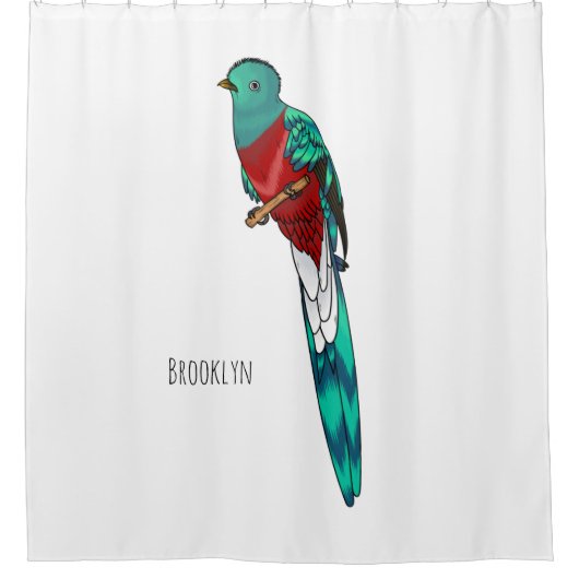 Darstellung des Quetzal-Cartoon Duschvorhang (Vorderseite)