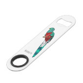 Darstellung des Quetzal-Cartoon Speed Flaschenöffner (Rückseite Schrägansicht)