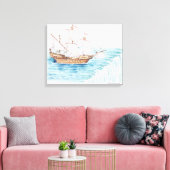 Darstellung des Schiffes, das sich dem Wasserfall Leinwanddruck (Insitu (Wohnzimmer))