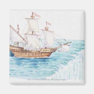 Darstellung des Schiffes, das sich dem Wasserfall Magnet