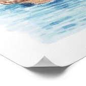 Darstellung des Schiffes, das sich dem Wasserfall Poster (Ecke)