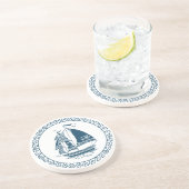 Darstellung des seefahrerblauen Windsegelboots Getränkeuntersetzer (Seite)