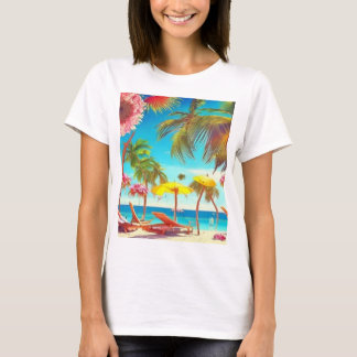 Darstellung des Strandes T-Shirt