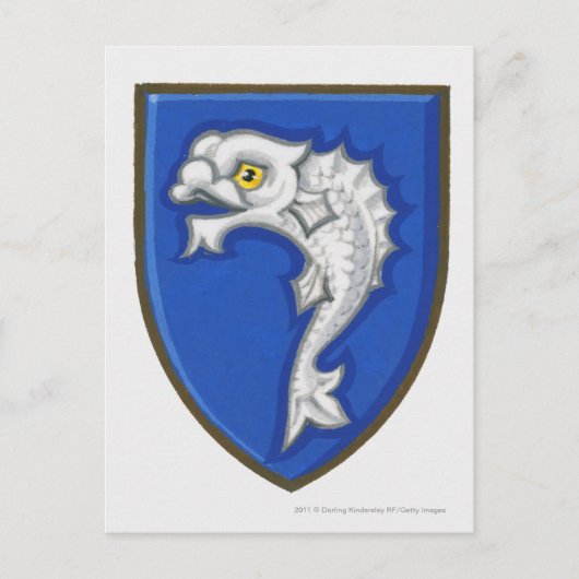 Darstellung des Symbol für heraldische Fische auf  Postkarte (Vorderseite)