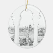 Darstellung des ungarischen Parlaments und Budapes Keramik Ornament (Links)