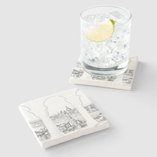 Darstellung des ungarischen Parlaments und Budapes Steinuntersetzer (Seitenansicht)