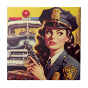 Darstellung des Vintagen Polizeibeamten Fliese