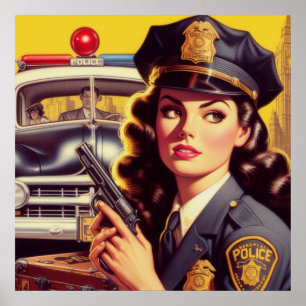 Darstellung des Vintagen Polizeibeamten Poster