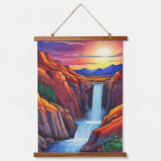 Darstellung des Wasserfalls Wandteppich Mit Holzrahmen (Vorderseite)