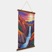 Darstellung des Wasserfalls Wandteppich Mit Holzrahmen (Gewinkelt)