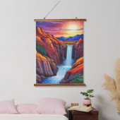 Darstellung des Wasserfalls Wandteppich Mit Holzrahmen (Schlafzimmer)